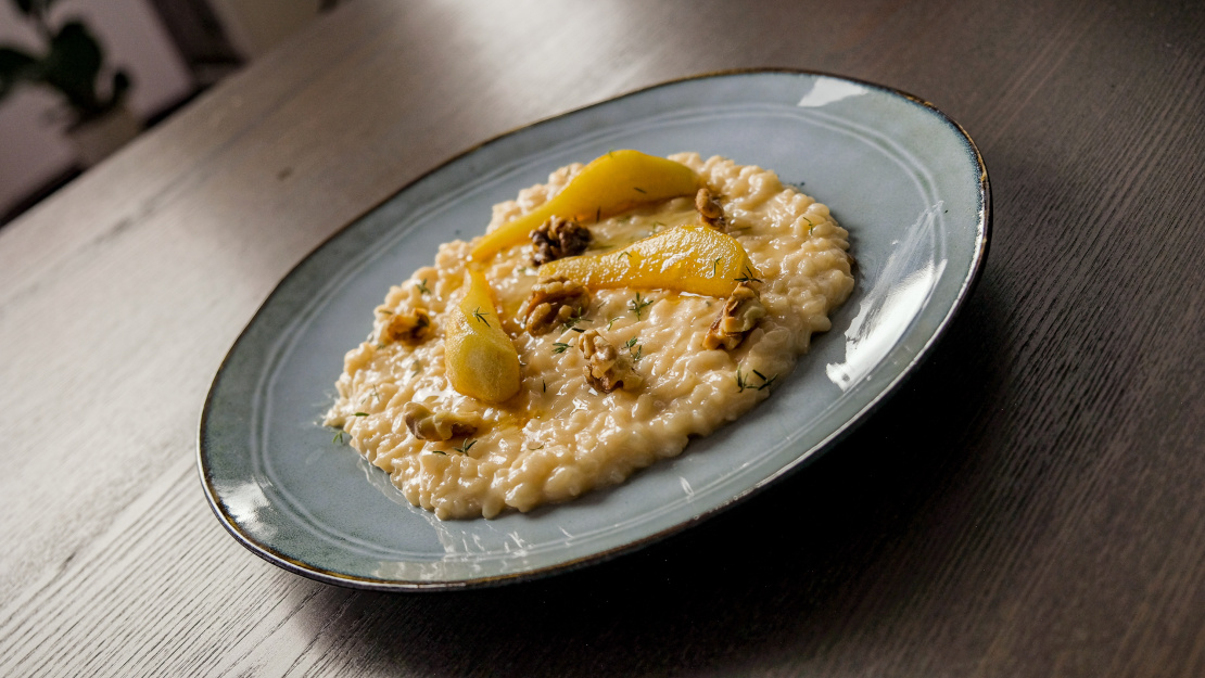 Risotto mit Walnussöl und Birnenessig